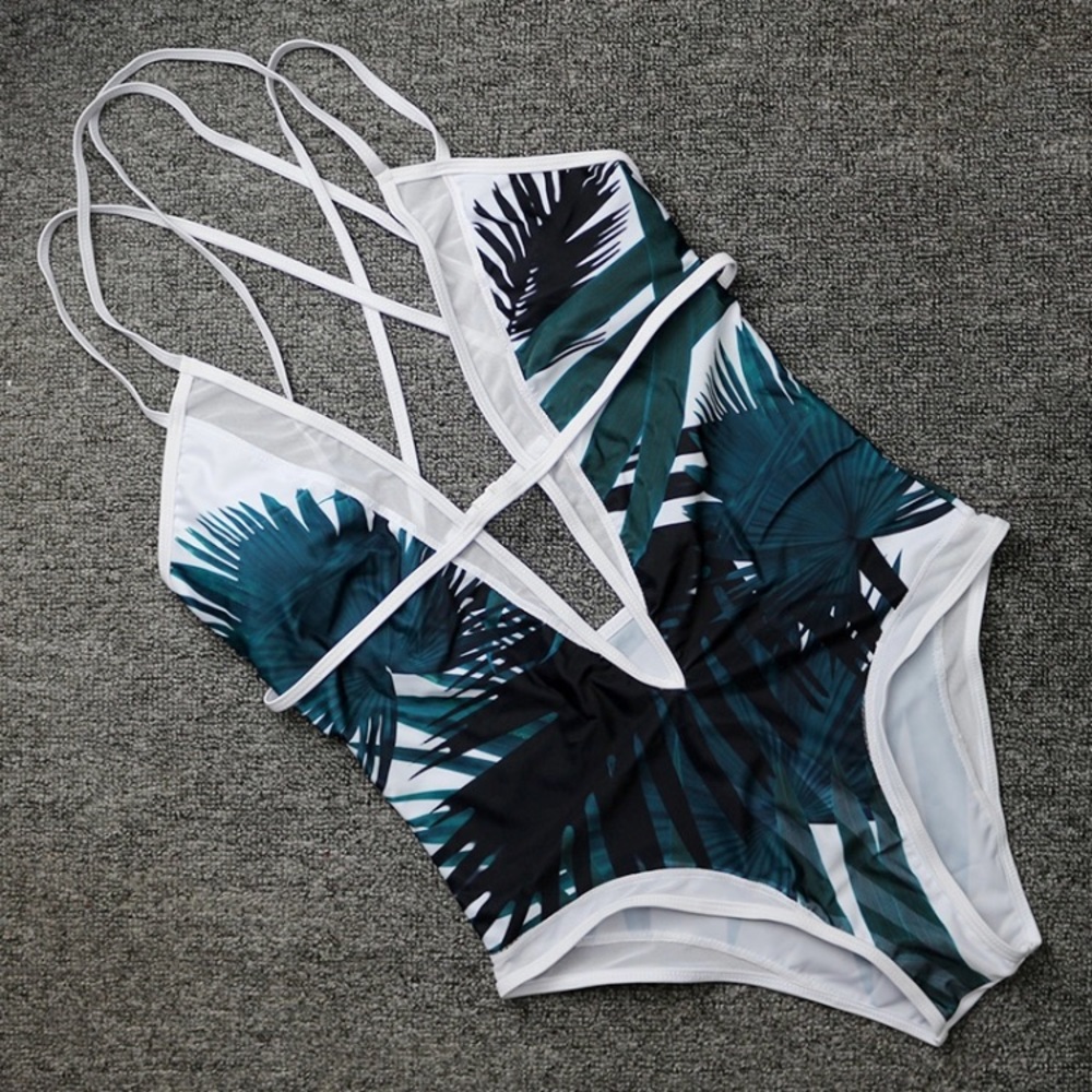 Tropical Deep Plunge Strappy Monokini